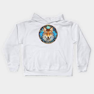 Stained Glass Wolf #4 Kids Hoodie